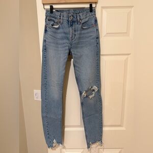 American Eagle Outfitters Light Blue Ripped Skinny Jeans